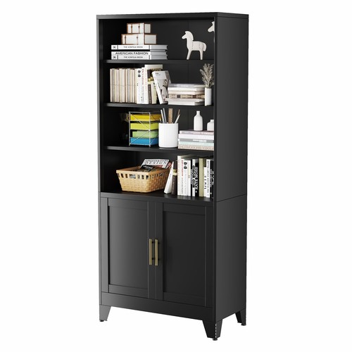 Metal bookcase doors shelf - bookcase,